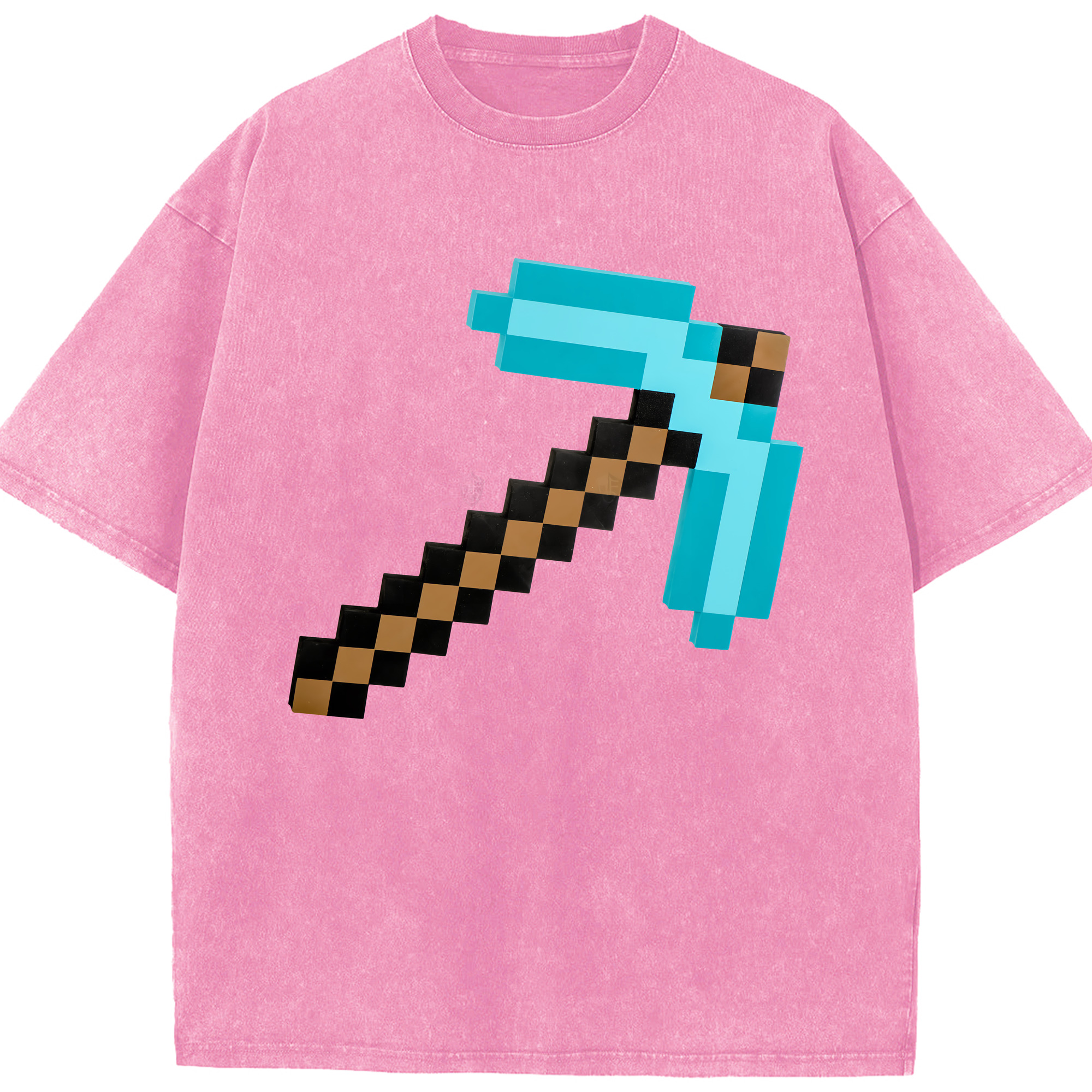 （画像用） マインクラフト ブロックの世界 Minecraft MC Block world 綿100% ヴィンテージ風 半袖Tシャツ（フロントプリント）